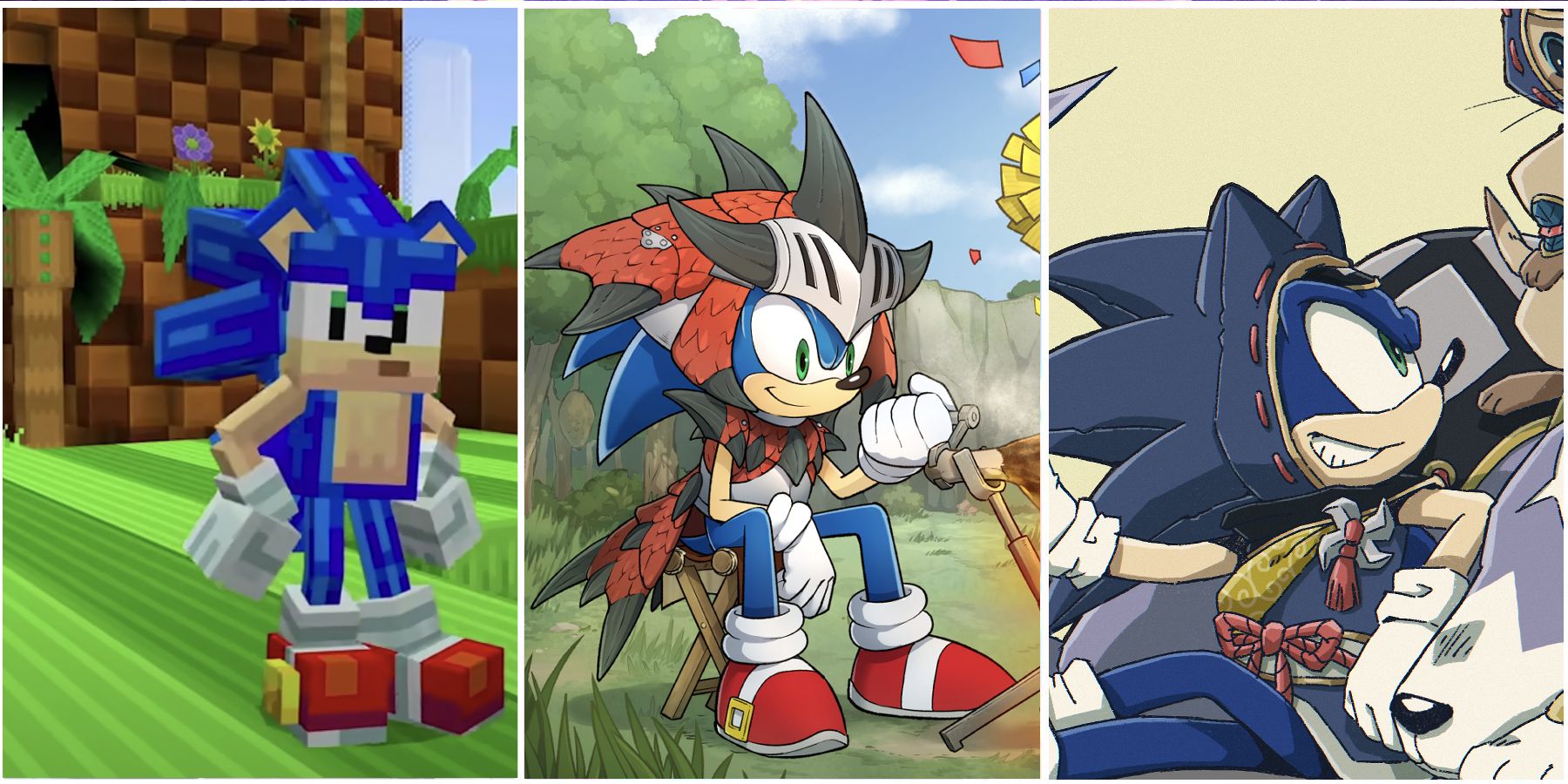 sonic-in-minecraft-rathalos-armor-and-kamura-village-outfit