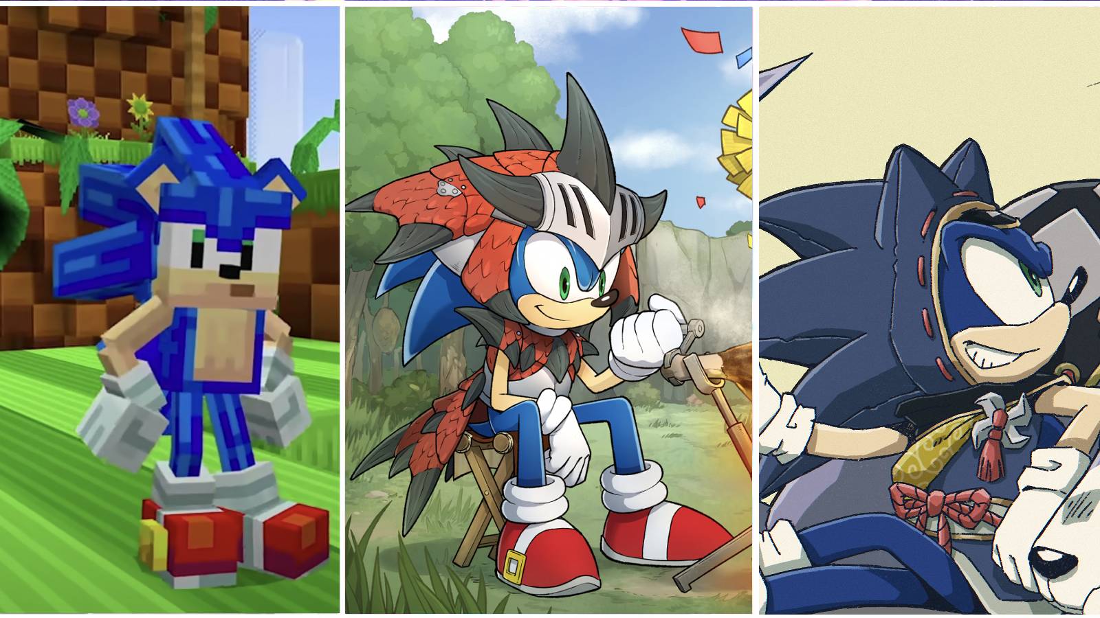 sonic-in-minecraft-rathalos-armor-and-kamura-village-outfit