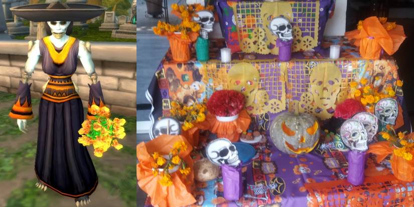 split image cartine with marigolds and rl ofrenda