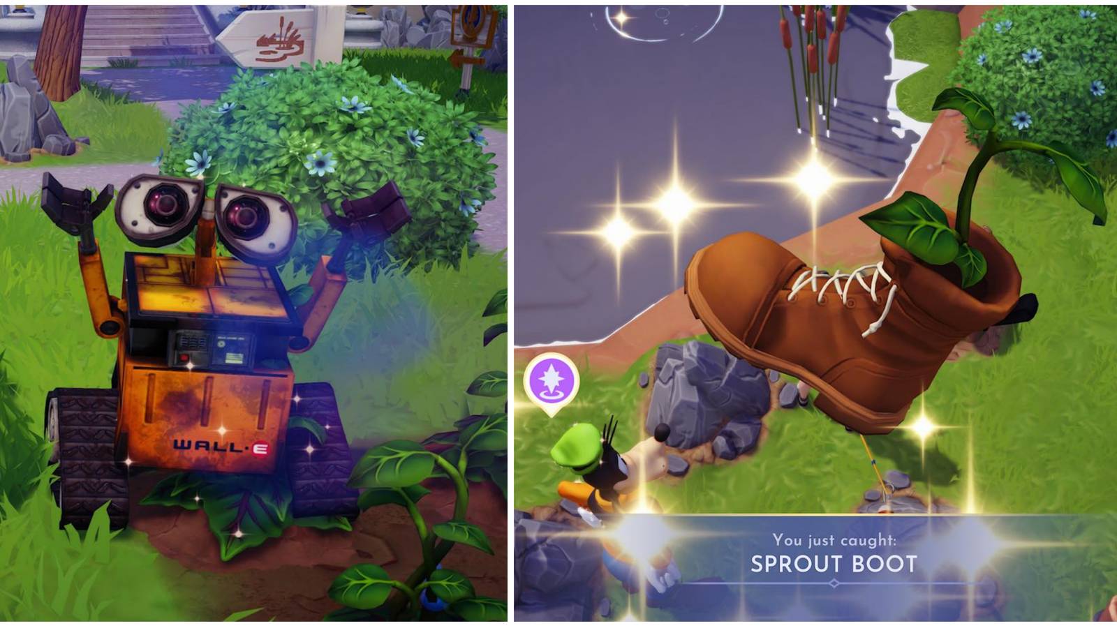 happy wall-e and catching sprout boot