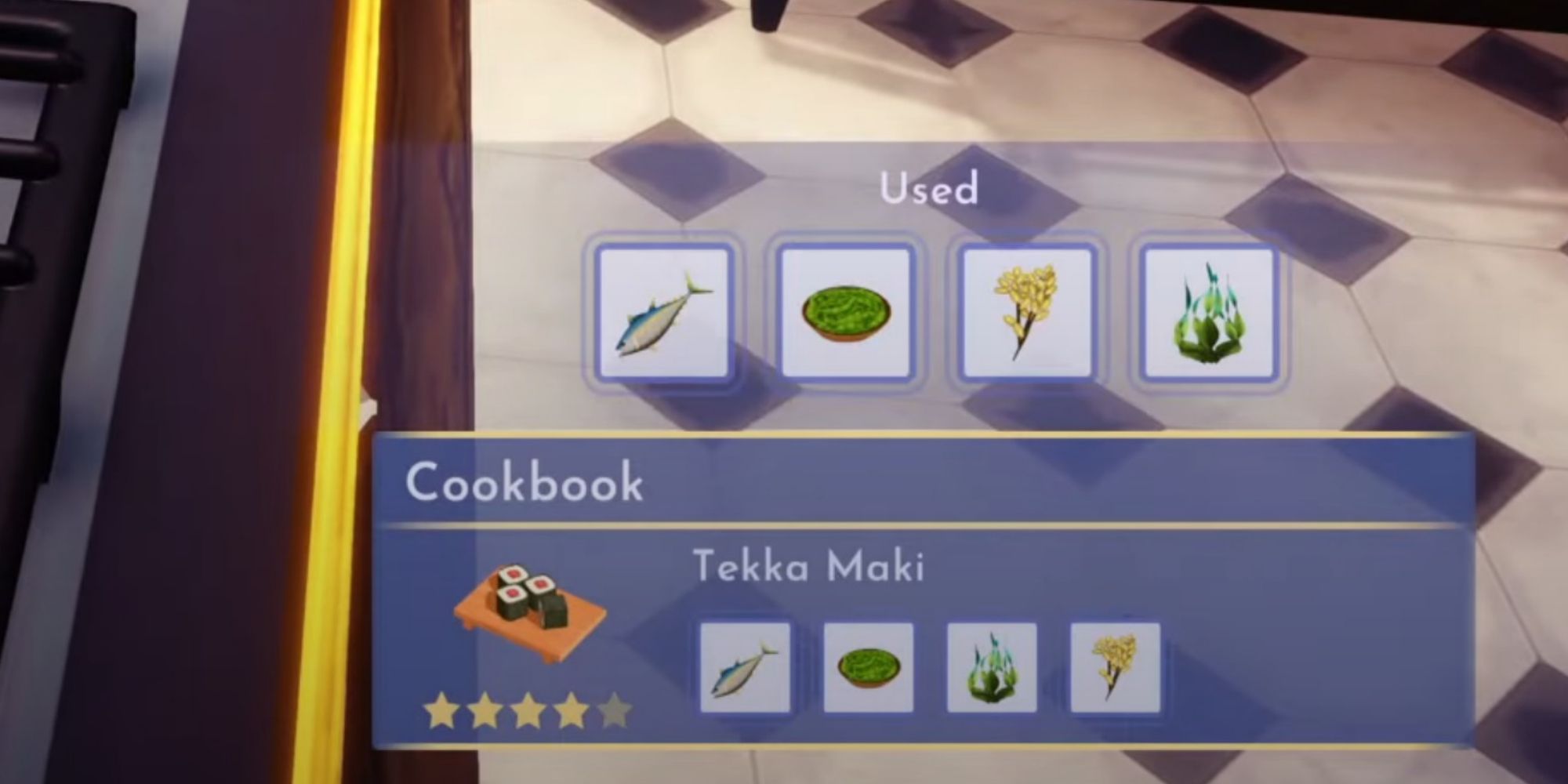 cookbook recipe for tekka maki in-game