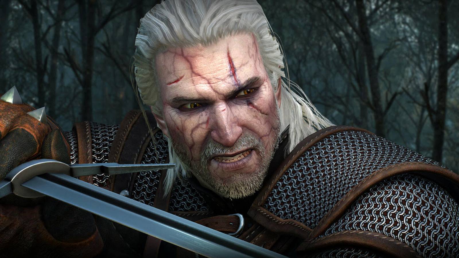 Geralt braced for combat in The Witcher 3