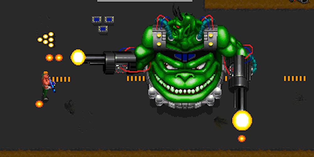 total carnage midway arcade game fighting big green boss monster