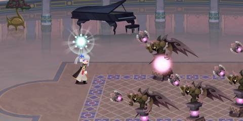 Urd battles the Heartless in Kingdom Hearts: Dark Road