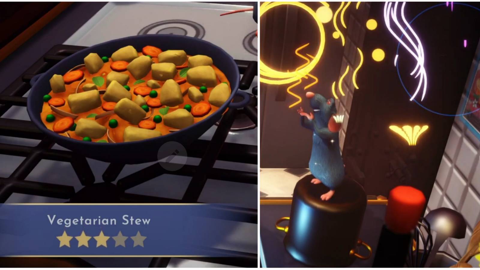 vegetarian stew completed, remy approving