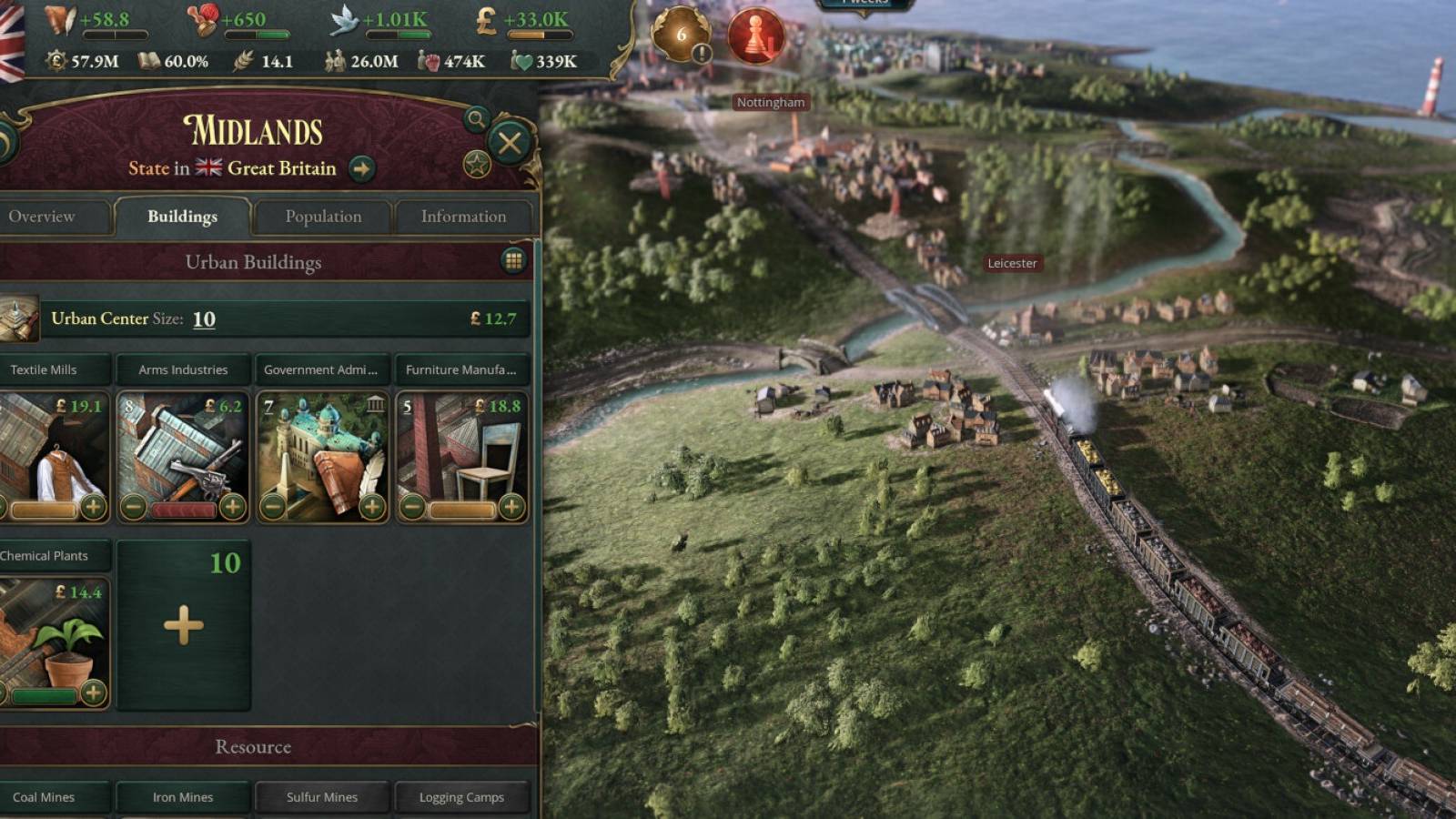 Victoria 3 Factories in Midlands