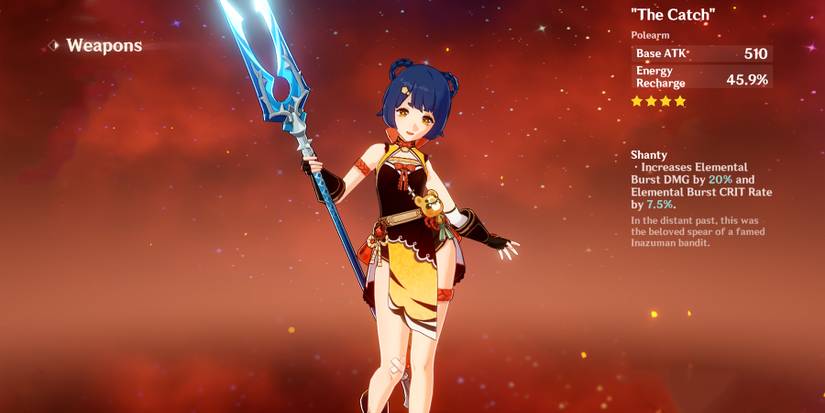 xiangling holding the catch in genshin impact