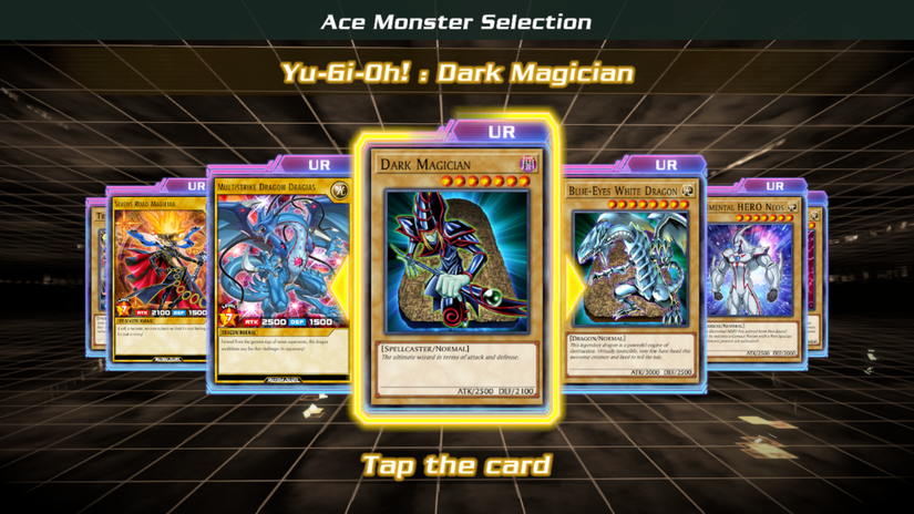 Yu-Gi-Oh Cross Duel Ace Monster selection menu featuring the Dark Magician