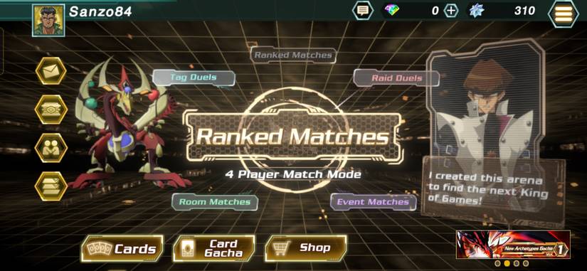 Yu-Gi-Oh Cross Duel game mode selection