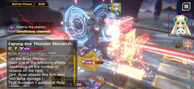 Yu-Gi-Oh Cross Duel showing Raid Duel under way featuring the Raid Boss