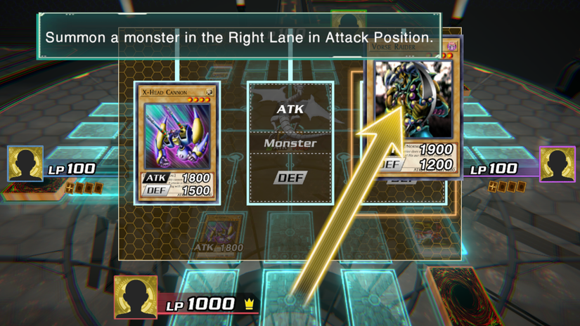 Yu-Gi-Oh Cross Duel Tutorial showing instructions on how to summon a monster