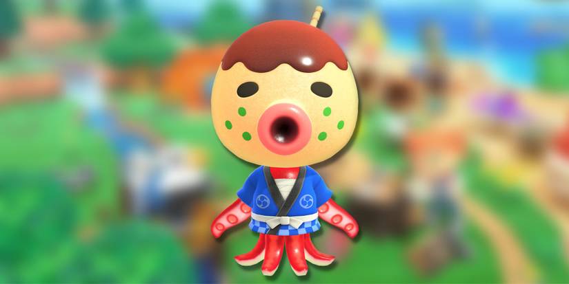 Zucker, a takoyaki the.med octopus with a sushi chef outfit, on a blurred green background