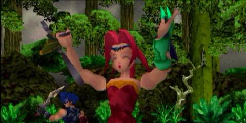 Noa striking a victory pose in Legend of Legaia