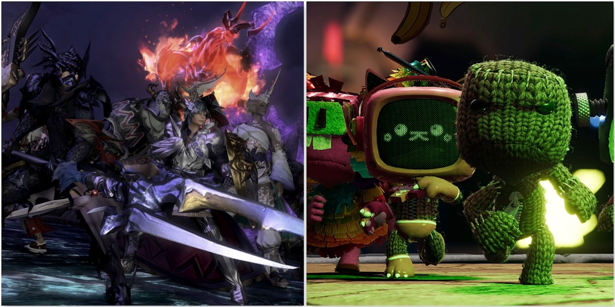 A party in Final Fantasy 14 and Sackboy A Big Adventure