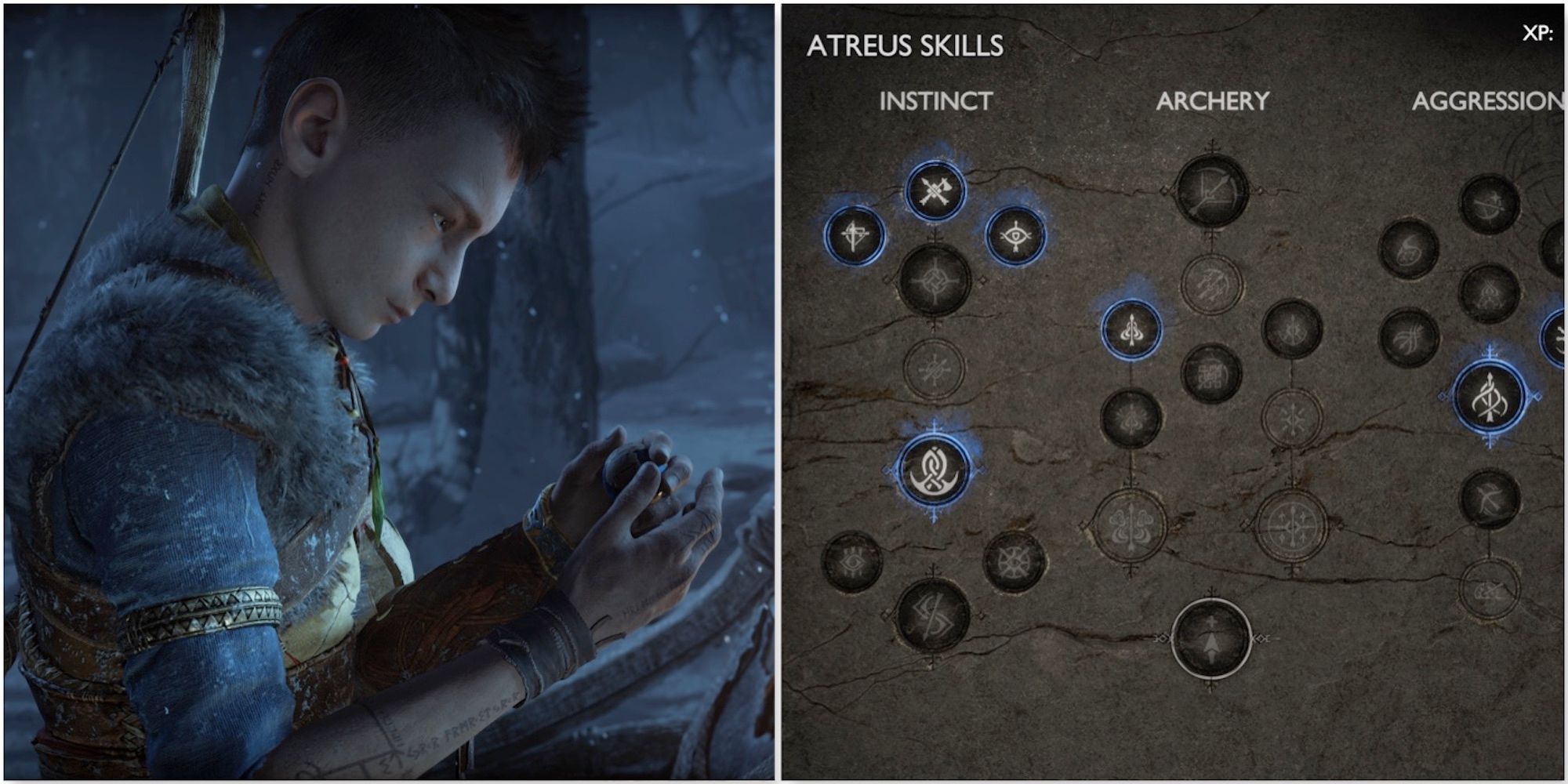 Atreus and a skill tree in God of War Ragnarok