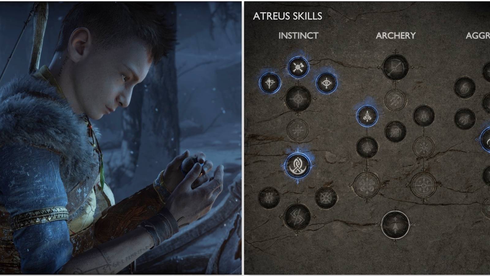 Atreus and a skill tree in God of War Ragnarok