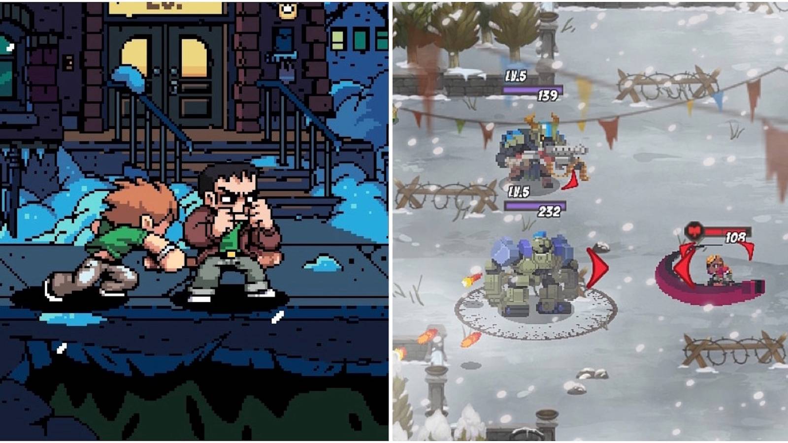 Fighting enemies in Scott Pilgrim vs. the World The Game and Full Metal Furies