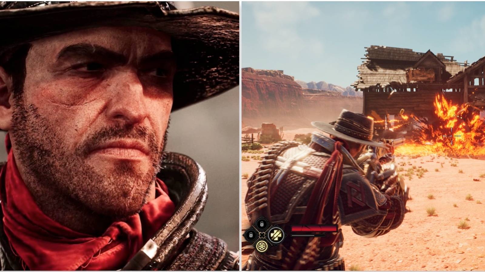 Jesse and fighting enemies in Evil West