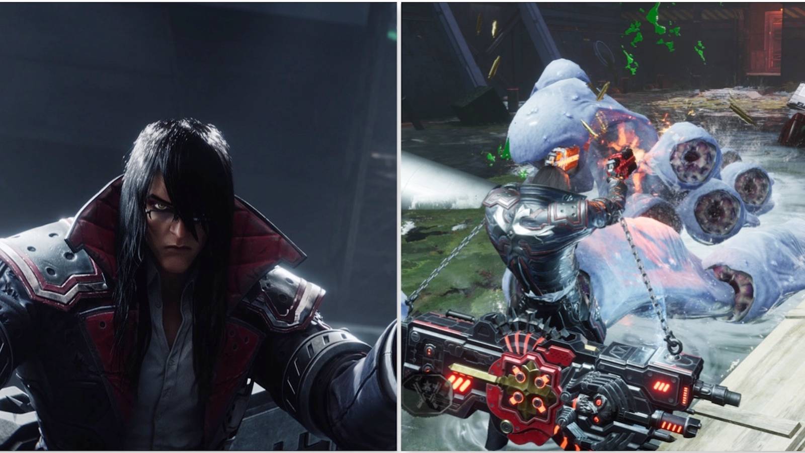 Grave and fighting enemies in Gungrave GORE