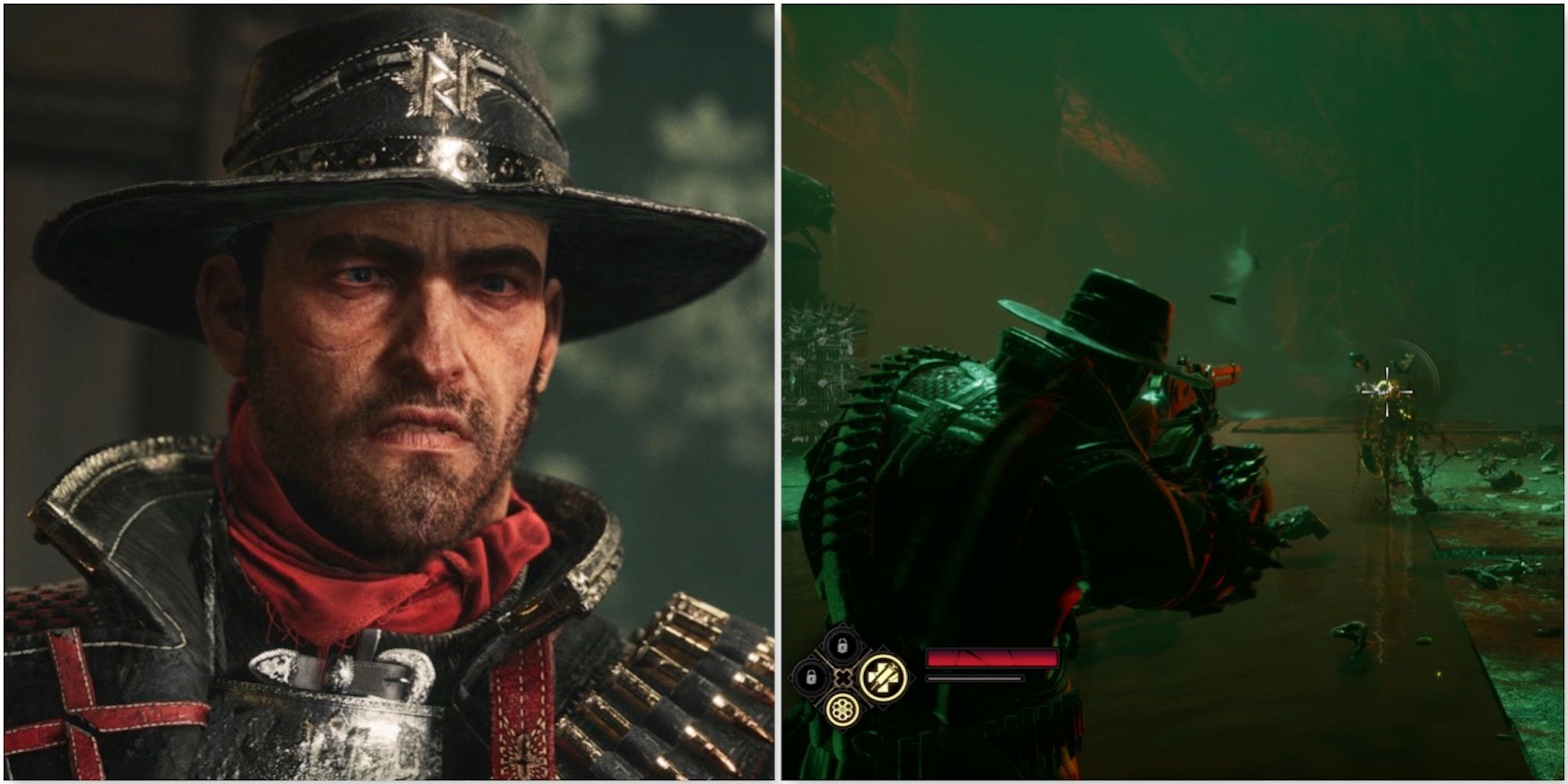 Jesse and fighting enemies in Evil West