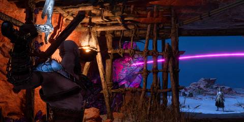 Kratos prepping to throw his Leviathan Axe