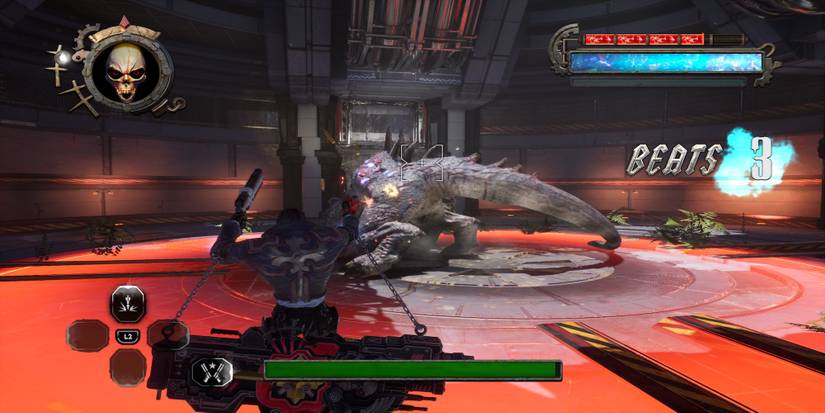 Fighting a boss in Gungrave GORE