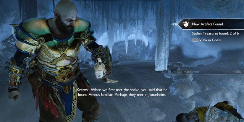 1-kratos in lake of the nine artifact location in god of war ragnarok