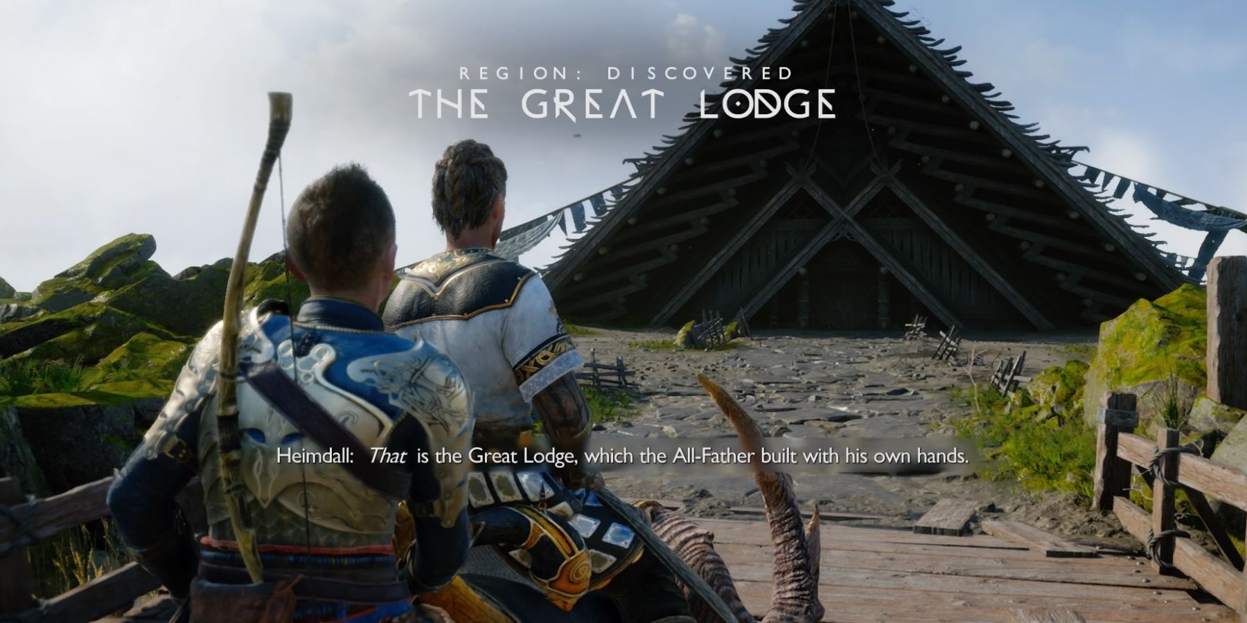 Atreus and Heimdall arrive at The Great Lodge in God of War Ragnarok