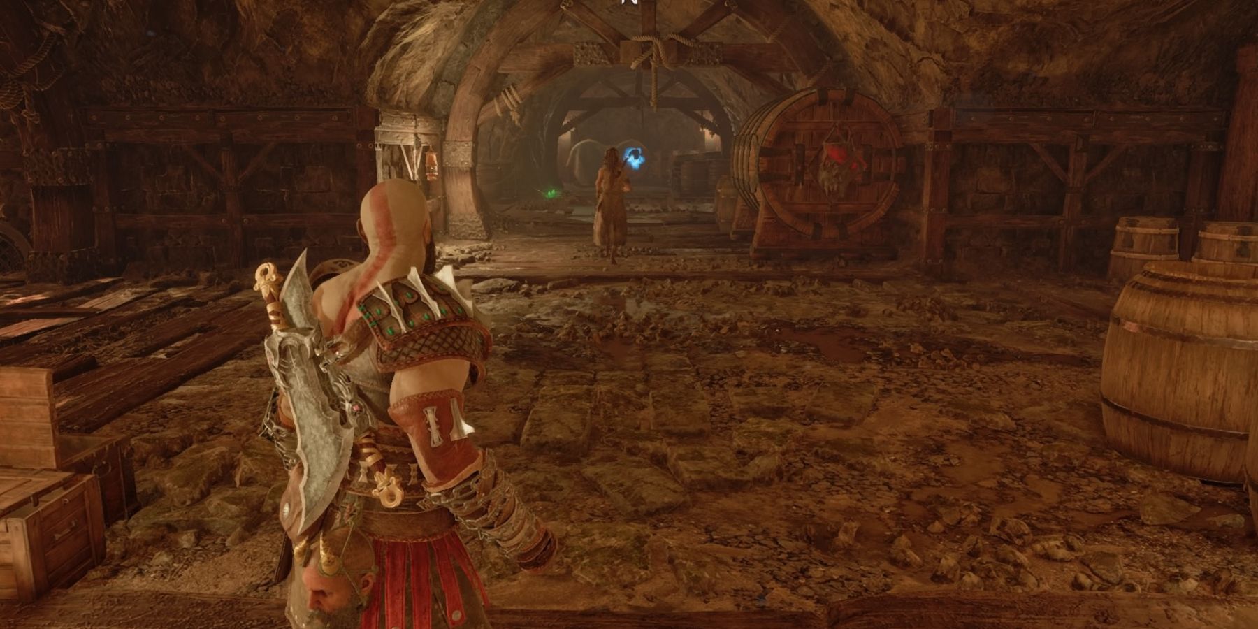 Kratos follows Freya through the tunnels in God of War Ragnarok