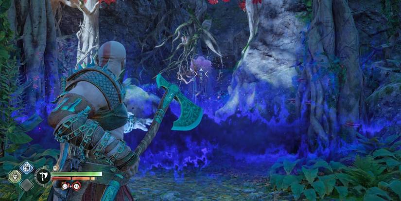 Crossing the purple fumes in God of War Ragnarok