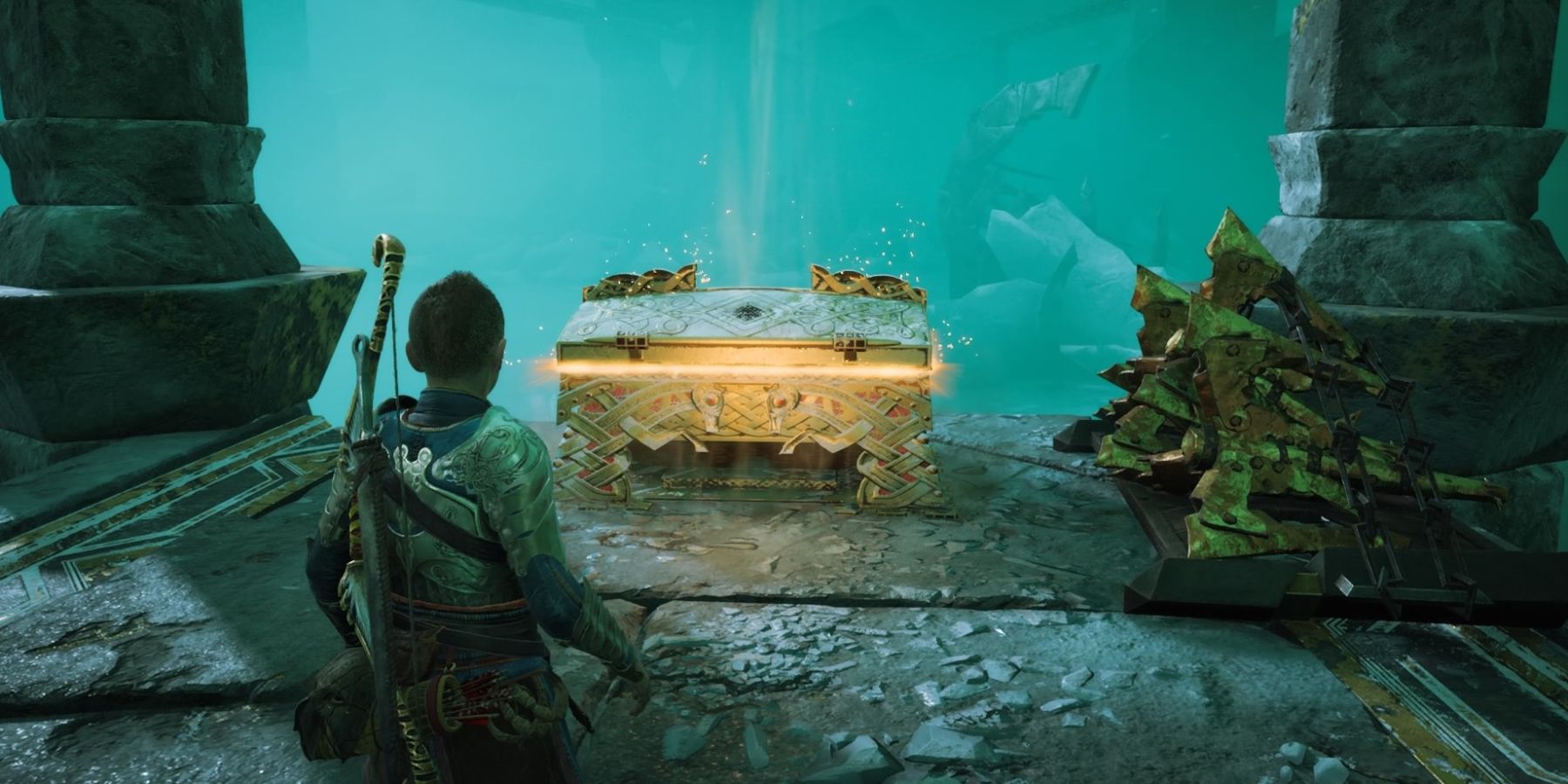 Atreus finds a Legendary Chest in God of War Ragnarok