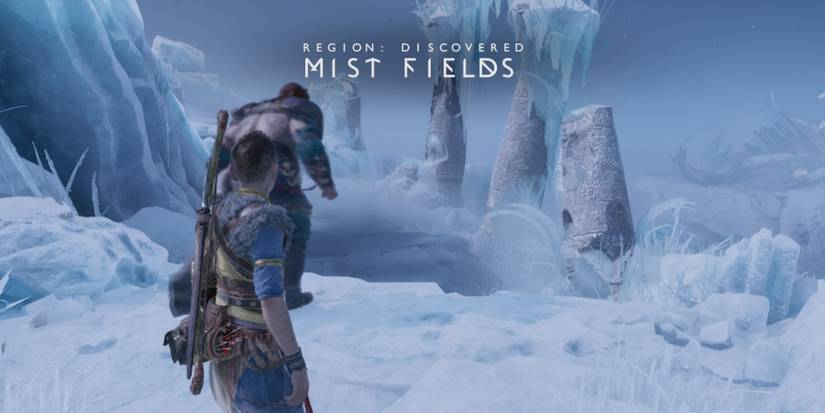 Atreus and Thor reach the Mist Fields in God of War Ragnarok
