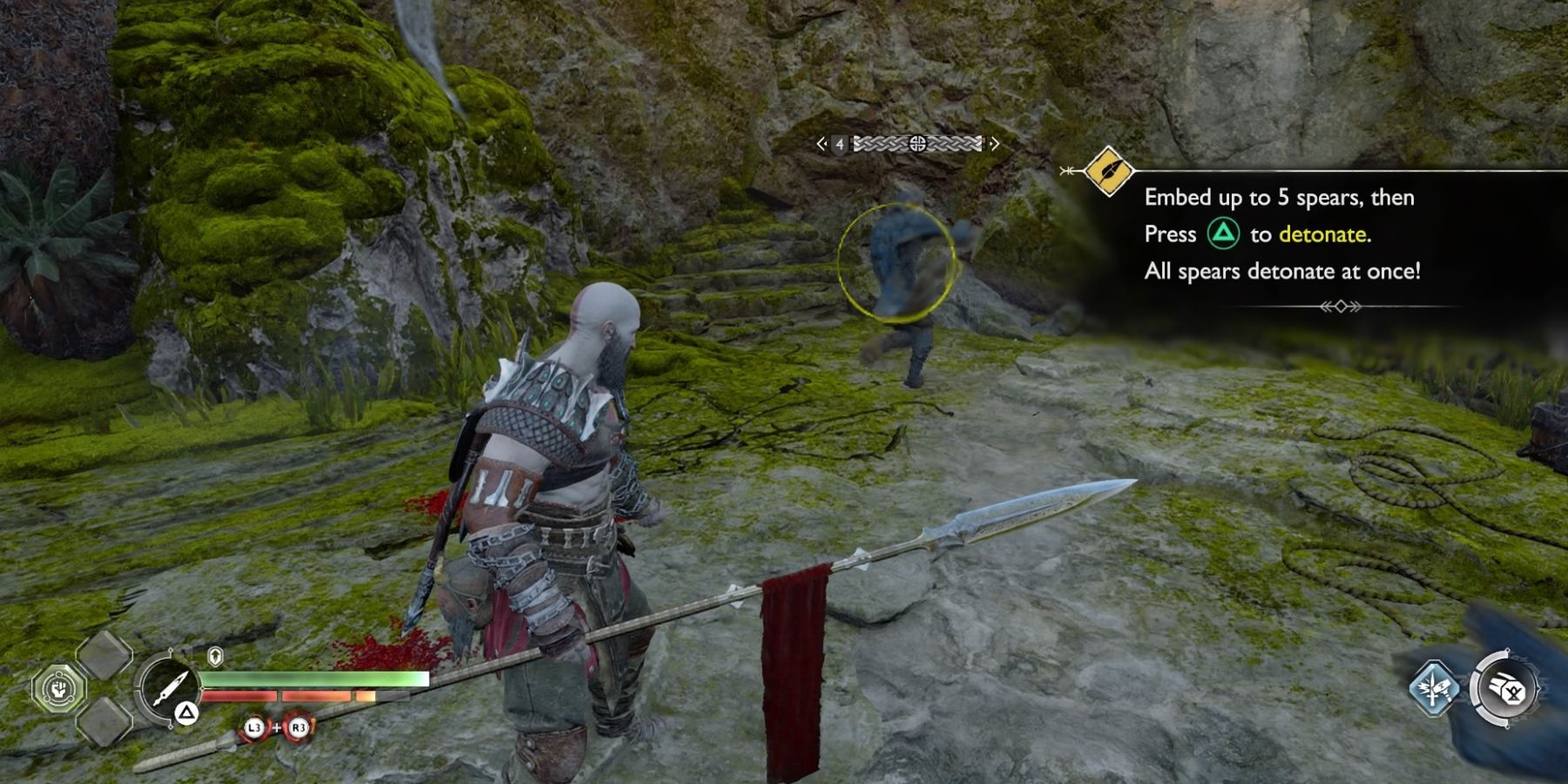 Kratos uses the Draupnir Spear in God of War Ragnarok