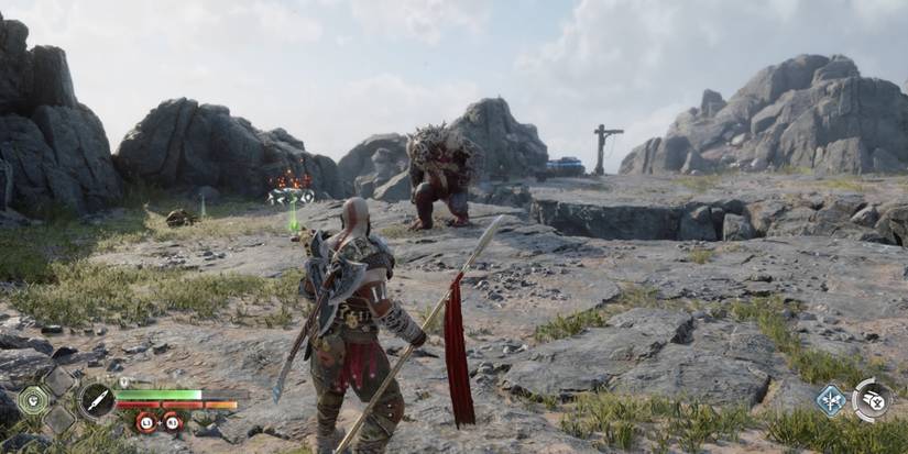 Kratos faces a Bergsra in God of War Ragnarok