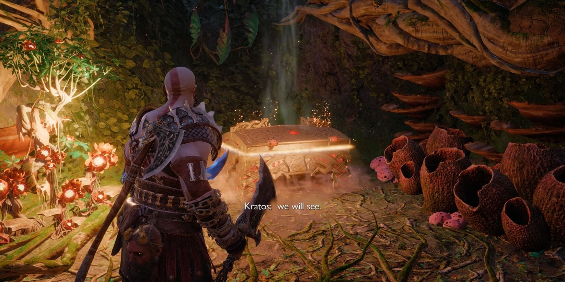 Kratos finds a Legendary Chest in God of War Ragnarok