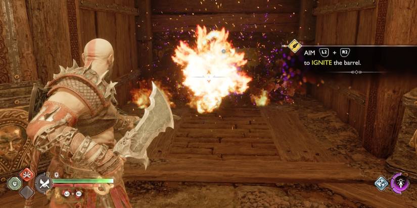 Kratos uses the Blades of Chaos in God of War Ragnarok