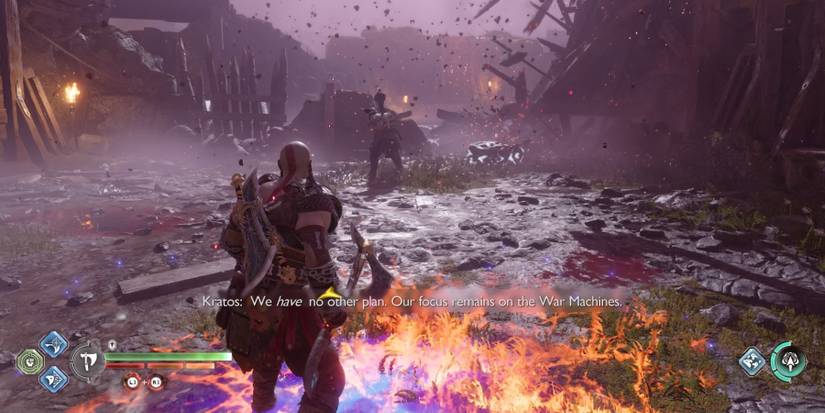 Kratos faces an Einherjar in God of War Ragnarok