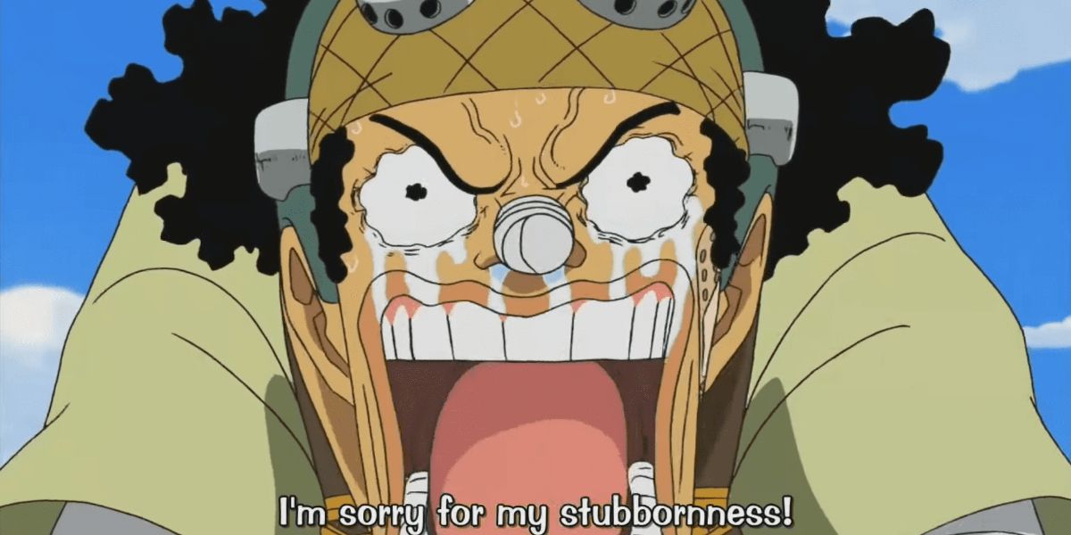 Usopp apologizing for leaving the crew