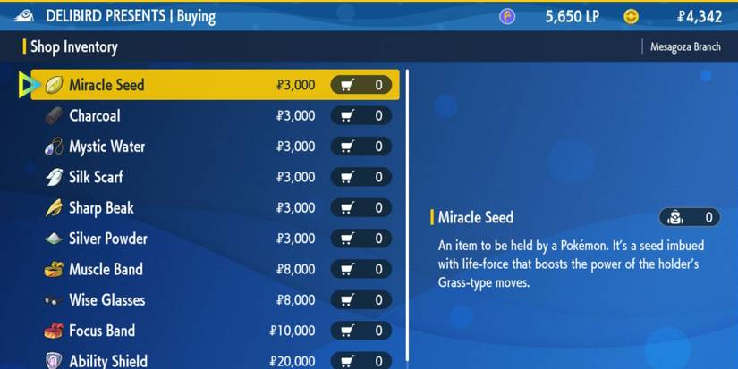 Shopping for useful items in Pokemon Scarlet & Violet