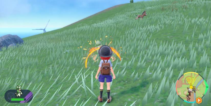 Sending Floragato out to auto-battle in Pokemon Scarlet & Violet