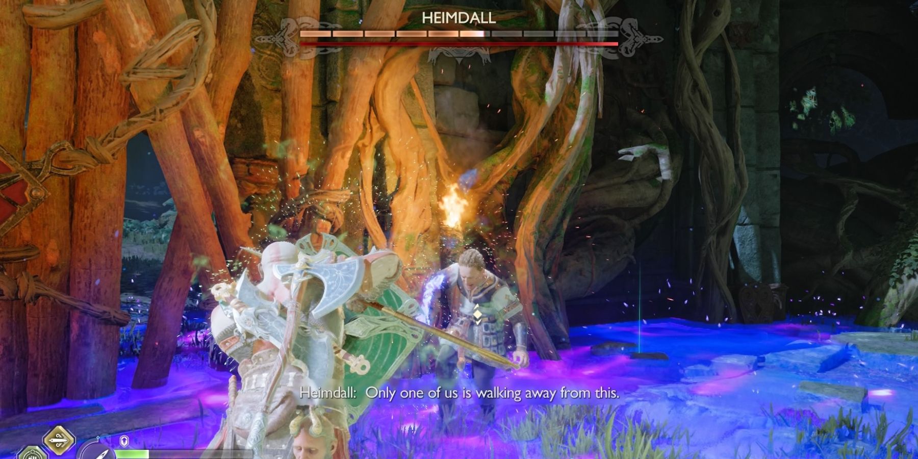 Kratos Combat Heimdall Dans God Of War Ragnarok
