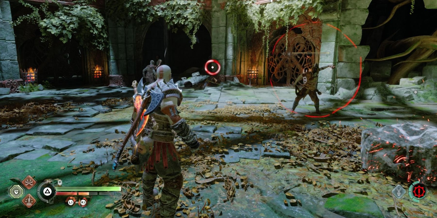 Kratos faces a group of Einherjar in God of War Ragnarok