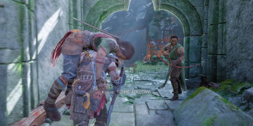 Kratos carries Freyr in God of War Ragnarok