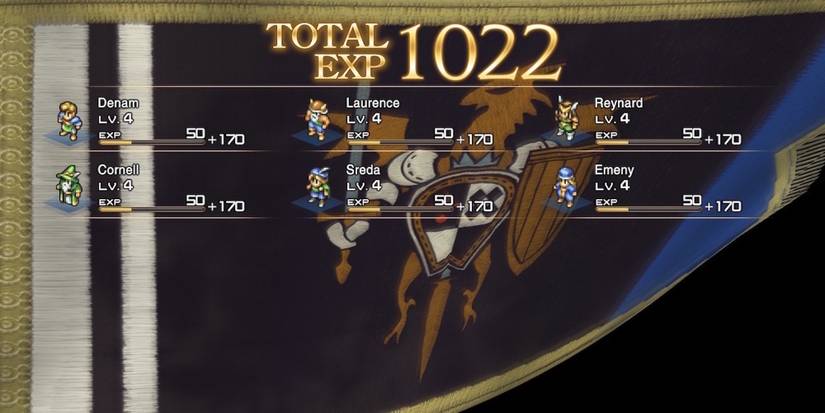 The reward screen in Tactics Ogre Reborn