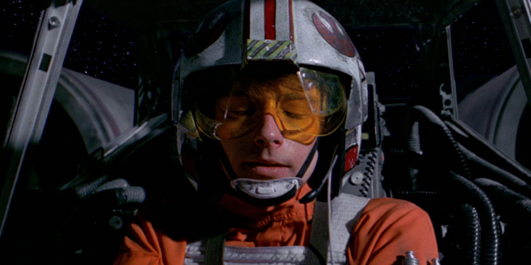 Luke Skywalker closes his eyes in Star Wars: A New Hope