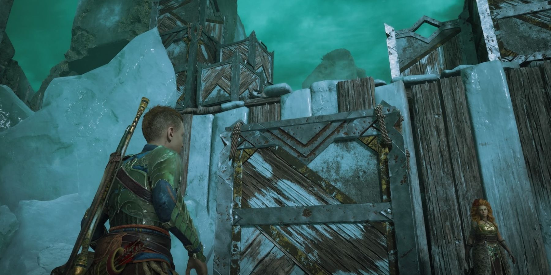 Atreus faces a block in God of War Ragnarok