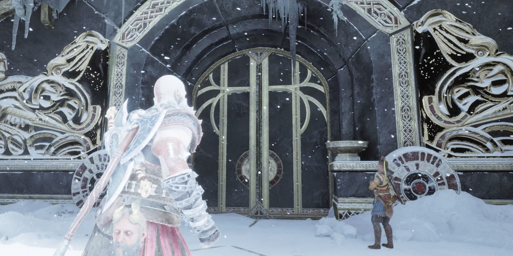Kratos and Atreus reach Tyr's Temple in God of War Ragnarok