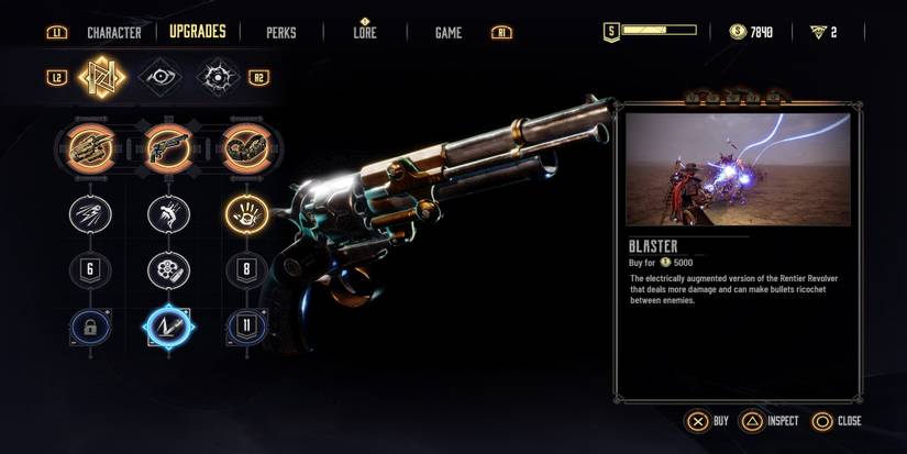 The upgrade menu in Evil West