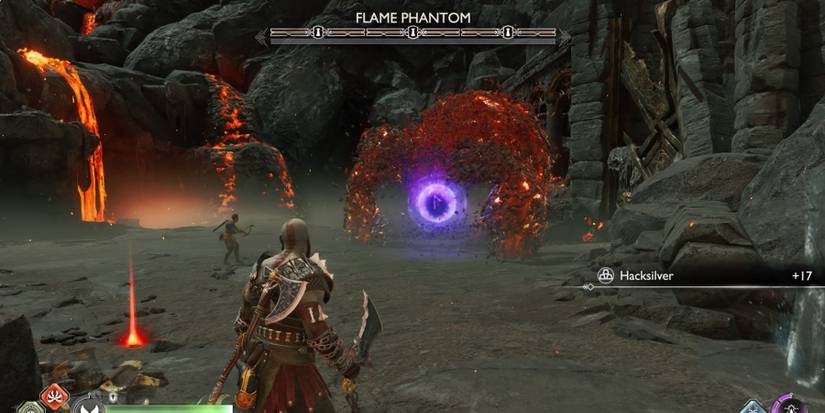 Kratos fights Flame Phantom in God of War Ragnarok