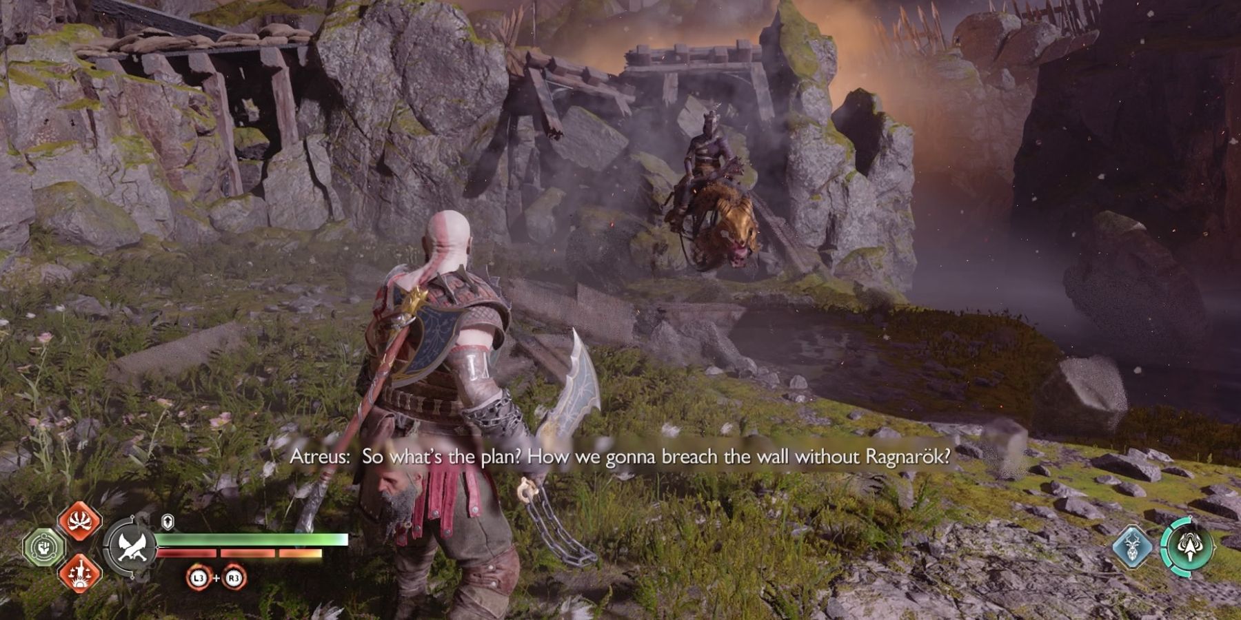 Kratos faces a Dodher Gradungr in God of War Ragnarok
